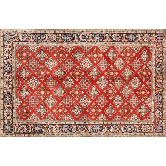 Ahgly Company Machine Washable Indoor Rectangle Traditional Red Area Rugs, 5' x 7'
