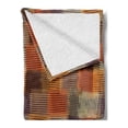 thumbnail image 2 of Geometric Soft Flannel Fleece Blanket, Grunge Checkered and Striped Quilt Pattern Mottled Digital New Retro Design, Cozy Plush for Indoor and Outdoor Use, 60" x 80", Caramel Orange, by Ambesonne, 2 of 5