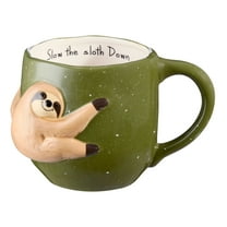 Mainstays 19 oz Green Slow Sloth Earthenware Mug