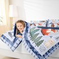 thumbnail image 3 of Castle Fairy Cute Camo Woodland Animal 7-Piece Twin Bedding,Fox Bear Deer Puppy Pine Bedding Comforter Set,Sky Blue Cream,Navy Blue Reversible, 3 of 7