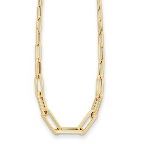 Auriga 14K Yellow Gold Polished Graduated Paperclip Link Chain Necklace for Women 16"