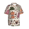 thumbnail image 3 of Xecao Vintage Coffee print Hawaiian shirt - a stylish short-sleeve button-down for men, perfect for casual beach and tropical outings., 3 of 9