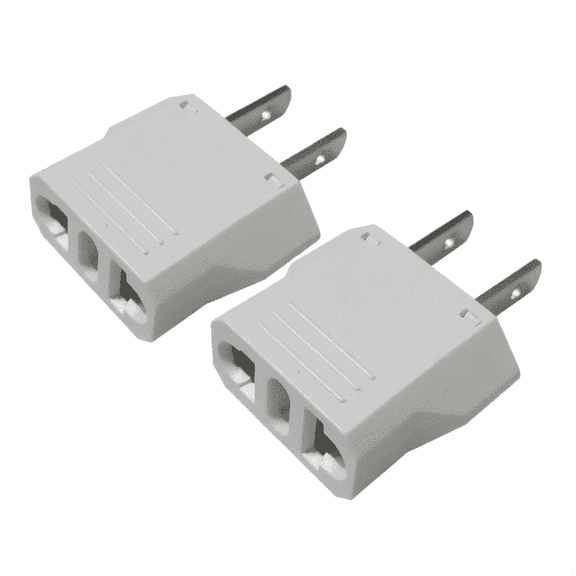 2 Pack White European To American Plug Adapters Europe and Asia To US Converter for Travel and Home Use White 2Pcs
