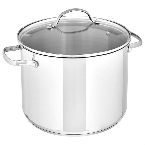 Stainless Steel Stock Pot with Lid, 8 Quart, Even Heating, Easy to Clean, Silver