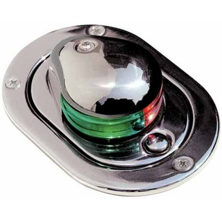 Aqua Signal 24600 Series 24 12V Navigation Light with Tell-Tale Indicator, Bi-Color Hideaway Deck Mount, Stainless