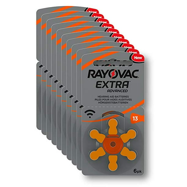 Rayovac Extra Advanced, size 13 Hearing Aid Battery Pack of 60 ...