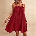 thumbnail image 2 of Ihhxva Women's Cotton Sleeveless Sundress Relaxed Fit Stretchable Adjustable Waist Backless Spaghetti Straps Summer Beach Party S-2XL, 2 of 9