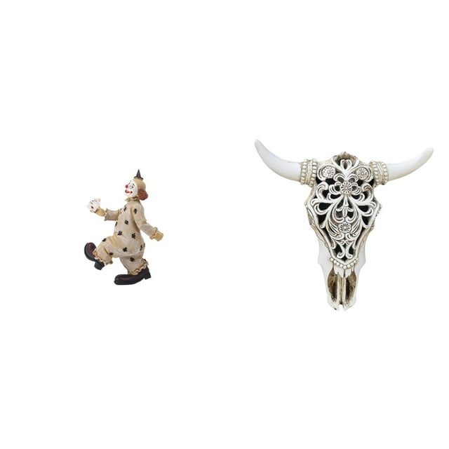 Figuras de payasos,Estatua de payaso,escultura,adorno de mesa,Escultura de pared de calavera,Estatua decorativa de pared con cabeza de vaca de resina,Adornos de pared con diseño de cabeza de