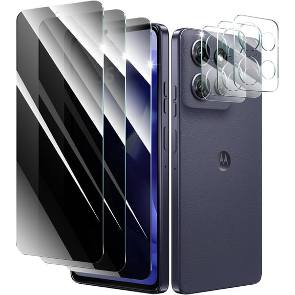 Privacy Screen Protector and Camera Lens Protector for Motorola Moto G Power 5G 2025, Double Shatterproof Anti-Spy Tempered Glass Film, Private Protection, [Anti-Scratch][9H Hardness], 3-Pack Each