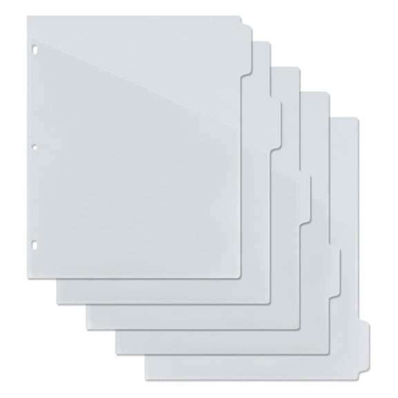 Multibey Binder Dividers with Pockets - 8 Plastic Dividers for 3 Ring Binders - A4 Bividers with Pocket & Tabs for Planners (Grey - 5 Tabs)