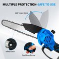 thumbnail image 3 of 8" 21V 1500mAh Cordless Handheld Chainsaw with 2 Batteries And 3 Chains, Portable Electric Mini Chainsaw Set for Wood Cutting and Tree Trimming,Courtyard,Household And Garden, 3 of 13
