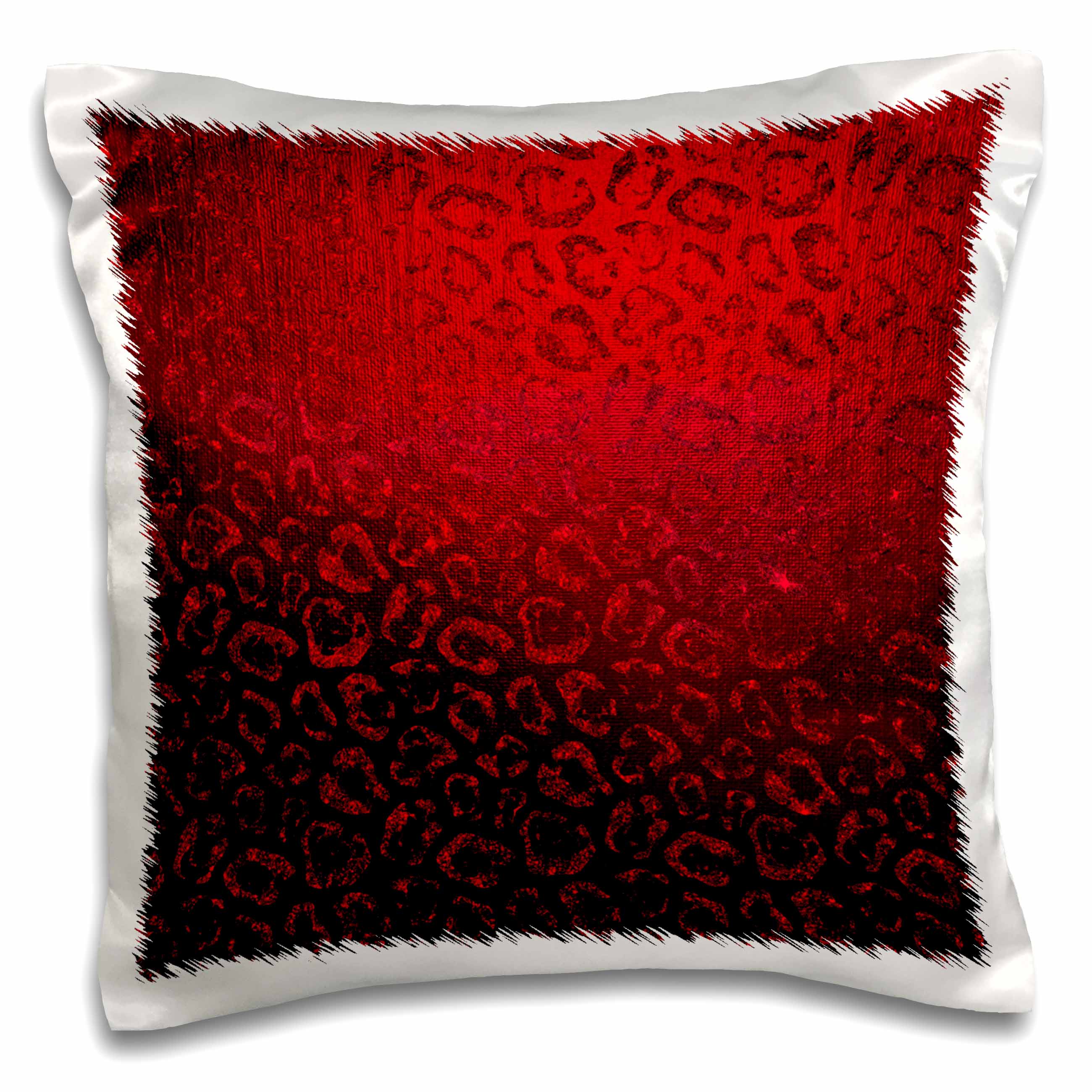 3dRose Pretty Red On Red Faux Foil Leopard Print Pattern Pillow Case
