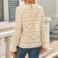 thumbnail image 5 of Scyoekwg Women Long Sleeve Tops Crew Neck Hollow Out Shirts Fall Tops Trendy Solid Color Dressy Casual Blouses Lightweight Women Blouses Pullover (Beige,XXL), 5 of 8