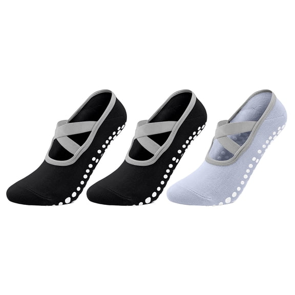 Ynynloco Women's 3 Pack Non Slip Yoga Socks with Grip Dots for Pilates, Barre, Ballet and Hospital
