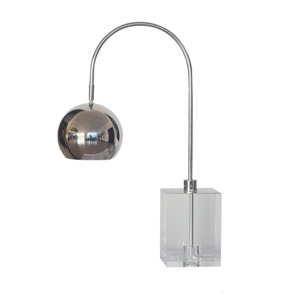 Clear Crystal Base And A Polished Nickel Frame Table Lamp