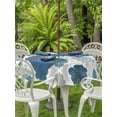 thumbnail image 3 of Outdoor Tablecloths with Umbrella Hole & Zipper, Bohemia Round Tablecloth 54 Inch, Vintage Moroccan Geometric Pattern Blue Green Gray Waterproof Table Cloth, Patio/Pool/Picnic Table Covers, 3 of 8