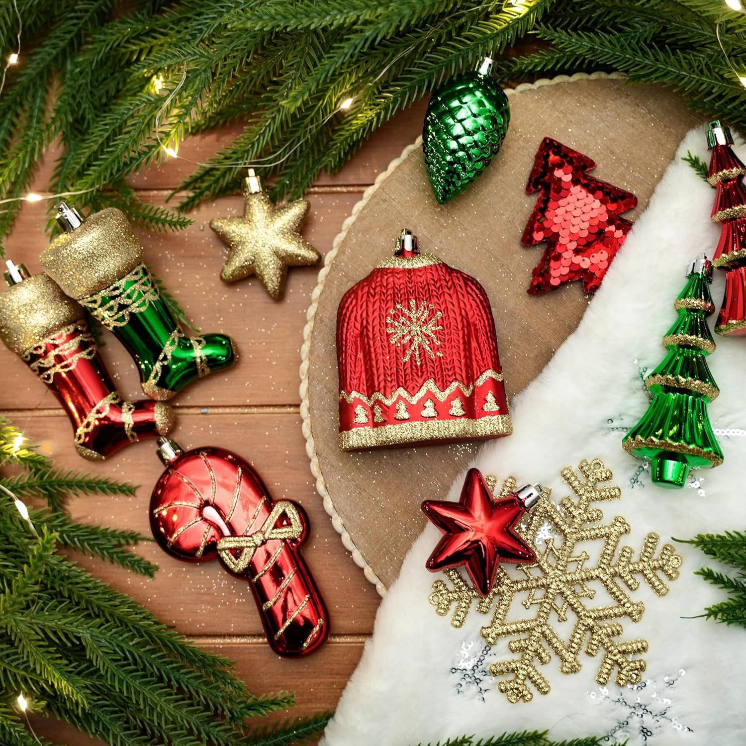 85ct Christmas Balls Ornaments Set, Colorful Shatterproof Plastic Christmas Tree Ornaments, Xmas Decorative Baubles for Christmas Tree Decorations with Hanging Strings