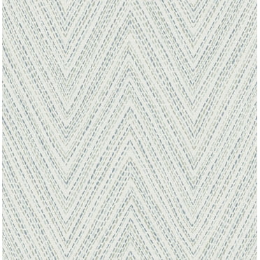 A-Street Prints Lainey Blue Stitched Chevron Wallpaper