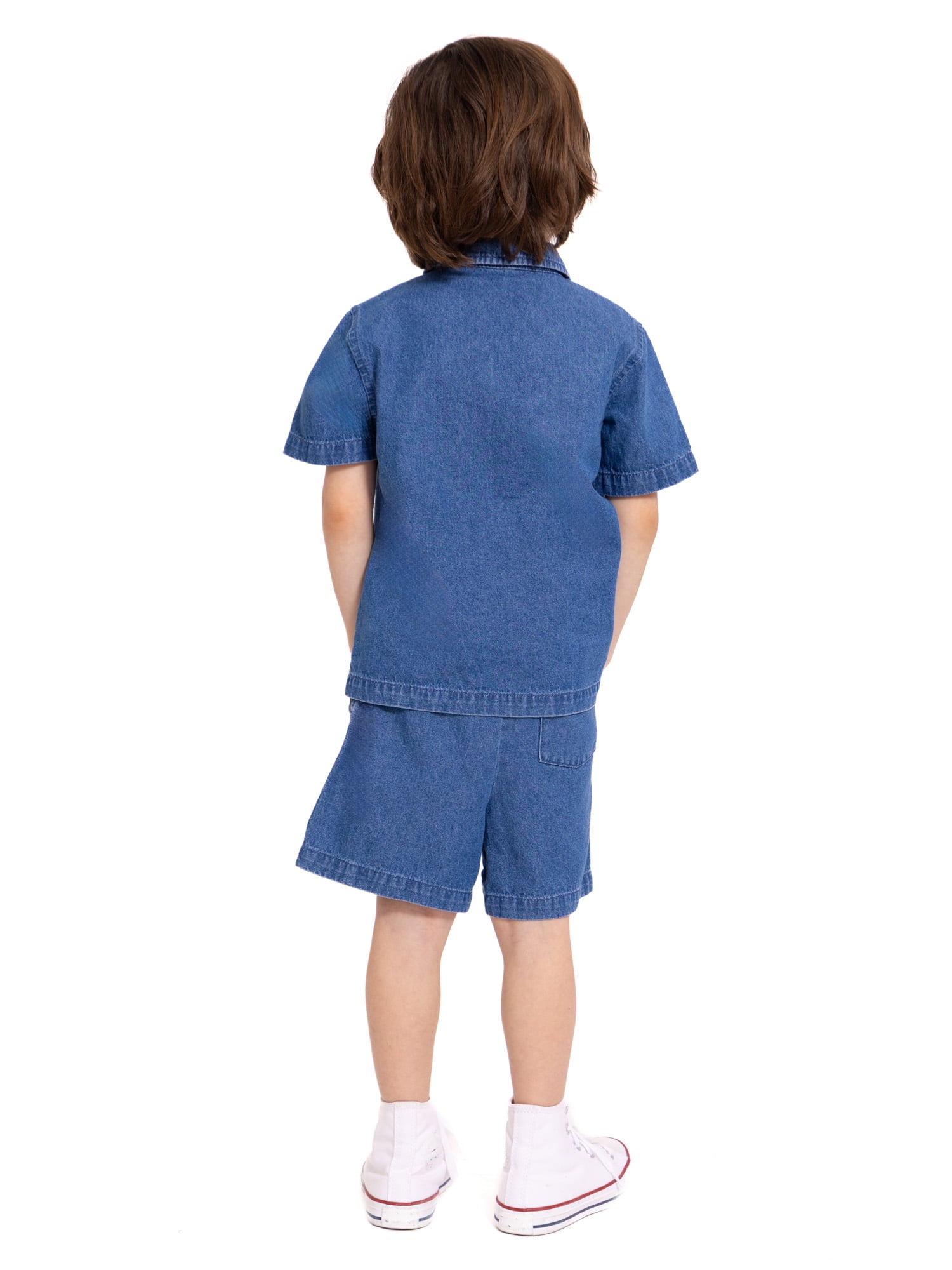 Wonder Nation Toddler Boys Chambray Shirt and Short Set, 2 Piece, Sizes 12M-5T