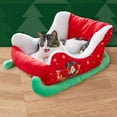 thumbnail image 3 of Christmas Sleigh Dog Bed, Red Christmas Cat Bed, Soft Plush Pet Bed, 3 of 5