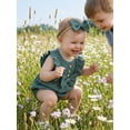 thumbnail image 3 of Aojekbee Baby Girls Rompers Solid Color Ruffles Sleeveless Crew Neck Bowknot Skirt Hem Infant Bodysuits Jumpsuits with Headband, 3 of 8