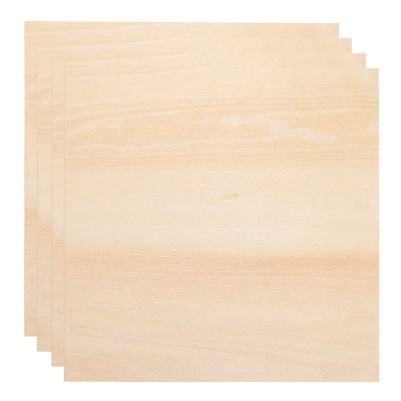 Uxcell 4pcs 3mm Basswood Plywood Sheets 8" x 8" x 1/8" Thin Unfinished Plywood Boards Craft Wood Sheet for Laser CNC Cutting Wood Engraving Burning Drawing Architecture DIY Projects