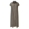 thumbnail image 4 of Yuyuzo Robe Chemise Longue à Boutons pour Femme Été Décontractée Sans Manches en Coton et Lin Robe à Revers Col en V Robe Maxi Évasée, 4 of 6