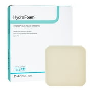 HydraFoam Foam Dressing 6 x 6" Square No Border Waterproof Backing 00296E 10 per Box