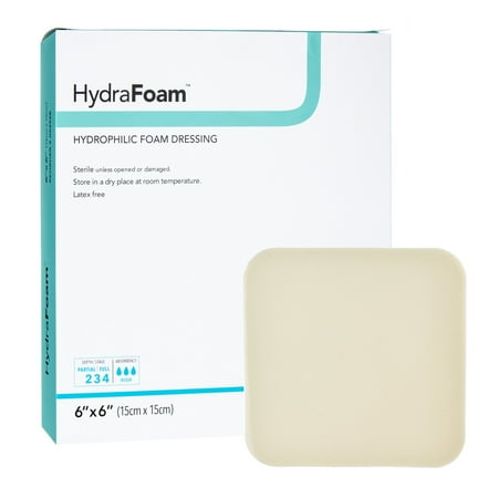 HydraFoam Foam Dressing 6 x 6" Square No Border Waterproof Backing 00296E 10 per Box