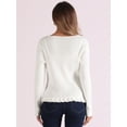 thumbnail image 3 of DARING DIVA V Neck Long Sleeve Knit Ruffle Cardigan Shrugs S White, 3 of 6