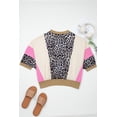 thumbnail image 6 of Women's Brown Leopard Print Color Block Top – Casual 3/4 Sleeve for Fall Outings [ZhiHiMeRi] | XL, 6 of 11