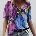 thumbnail image 1 of Mode Femmes Impression Décontractée V-Cou Manches Courtes T-shirt en Vrac Tops Marbre Impression Femmes Tops Gradient Couleur Femmes Tops, 1 of 4