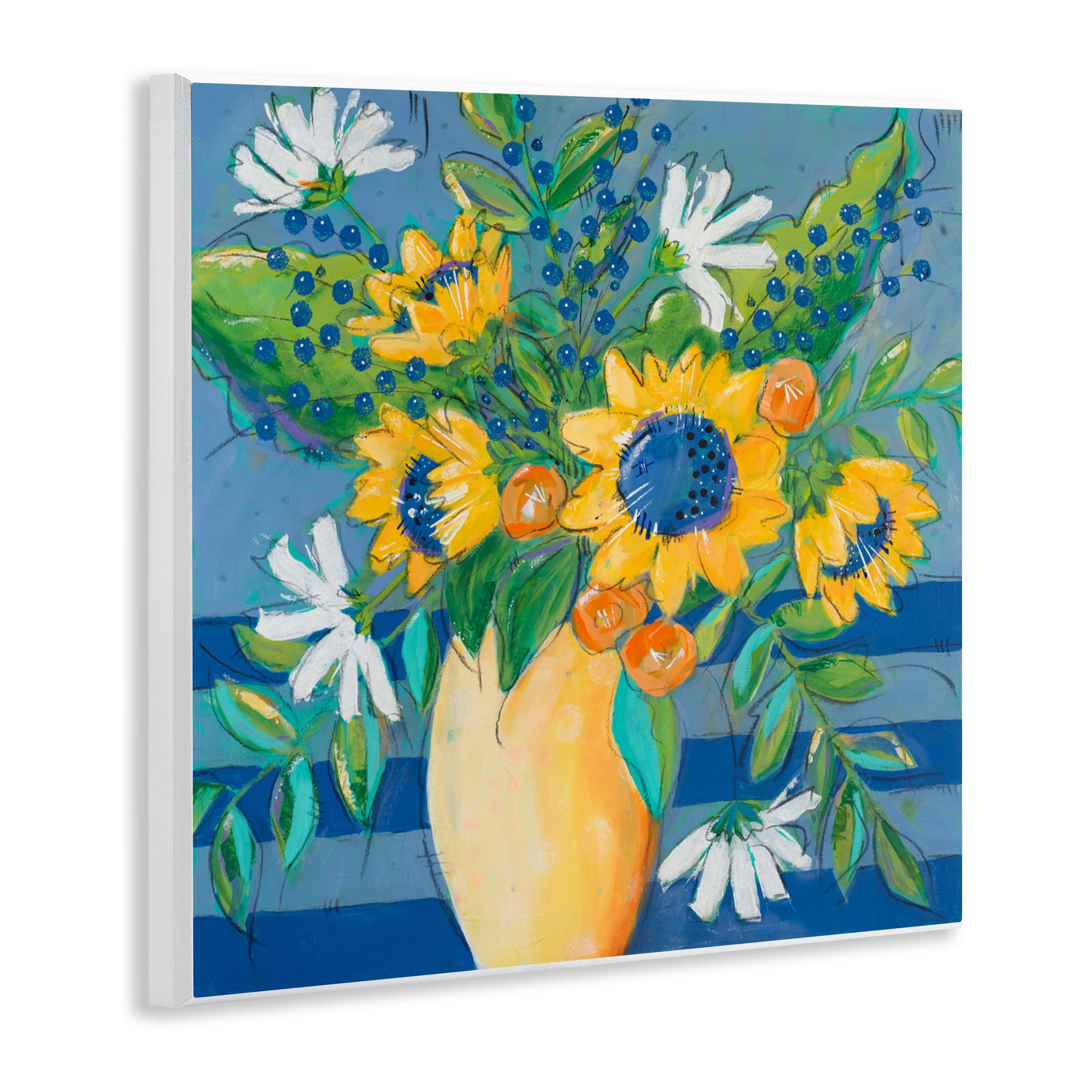 Stupell Industries Floral Bursts Among The Blue Wall Plaque Art, design by Krinlox