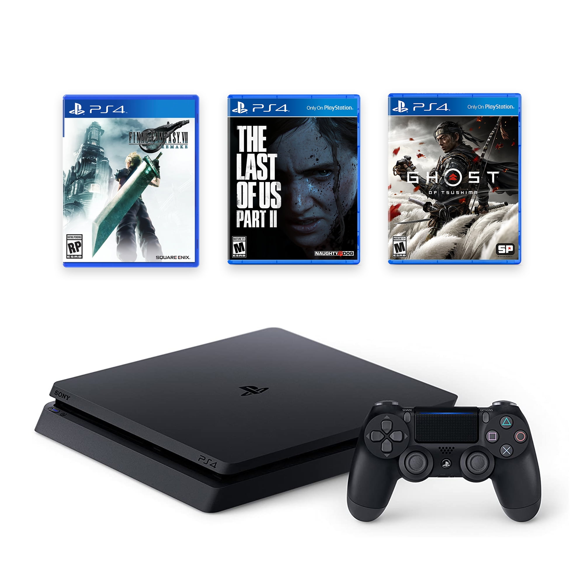 Playstation 4 1tb Console With New Game Bundle Ps4 Slim 1tb Jet Black Hdr Gaming Console Wireless Controller And Games Walmart Canada