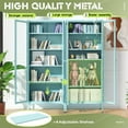 thumbnail image 6 of Crownland Metal Storage Cabinet with Glass Doors, Display Curio Glass Cabinet with 4 Adjustable Shelves, Tall Modern Office Storage Cabinets for Home Office, Living Room, Pantry(Light Blue), 6 of 19