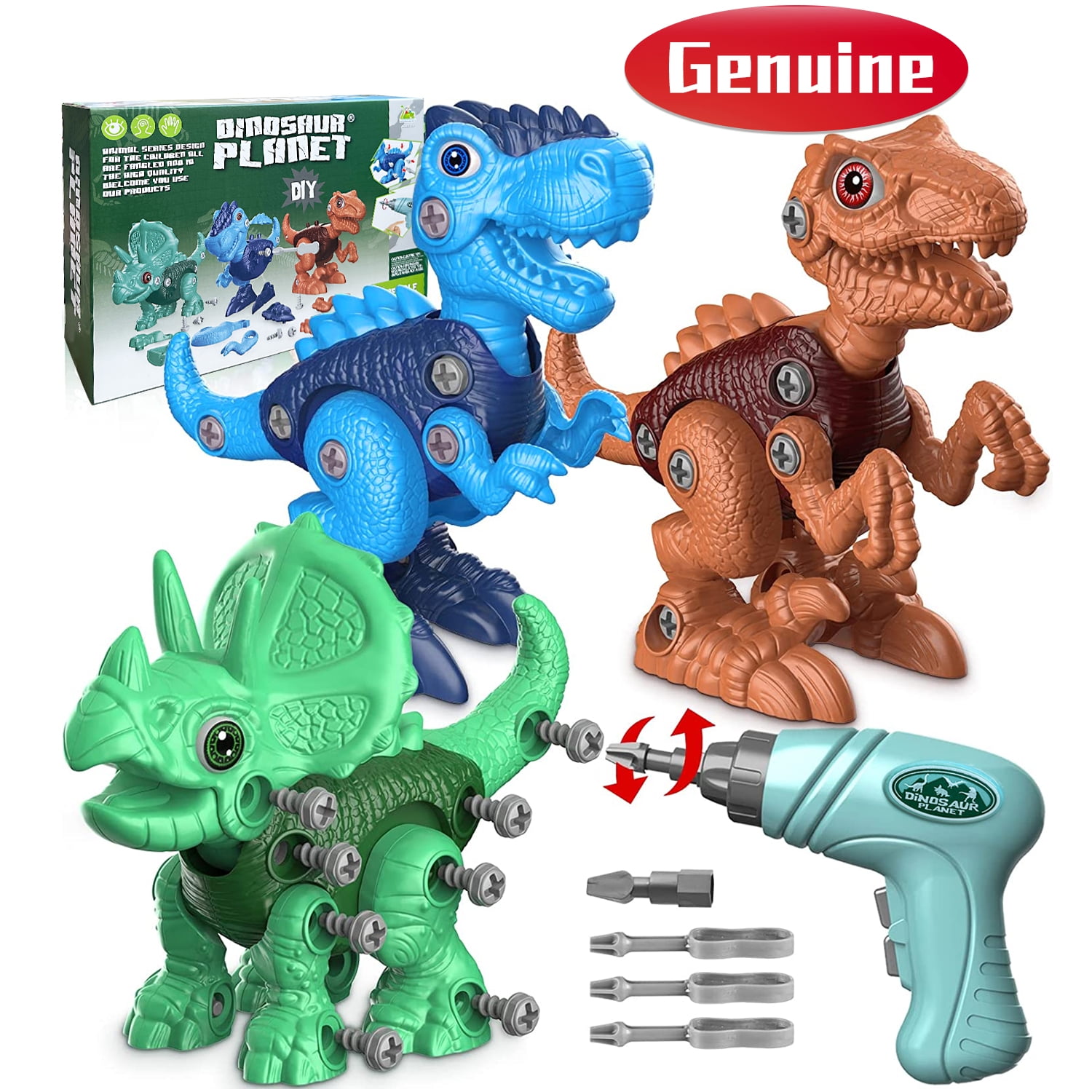 Howarmer Take Apart Dinosaur Toys 3-8 Years Old Kids,   Educational Building Construction Kit with Electric Drill,Learning Gifts for Boys Girls