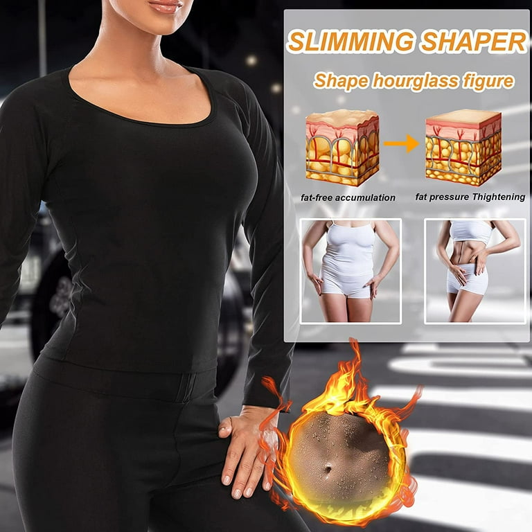 Lilvigor Sauna Suit for Women Weight Loss Long Sleeve Sauna Shirt Sweat  Workout Body Shaper Tank Tops 
