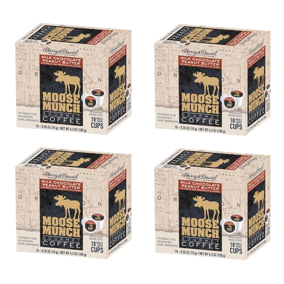 Moose Munch Coffee by Harry & David Milk Chocolate Peanut Butter Flavored Single Serve Coffee Cups - 72 Count