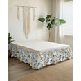 thumbnail image 2 of Yellow Blue Flower Bed Skirt Queen Size 18 Inch Drop, Abstract Floral Art Leaf Vintage Wrap Around Dust Ruffle Bedskirts, Wrinkle & Fade Resistant Easy Fit Bedskirt with Adjustable Elastic, 2 of 8