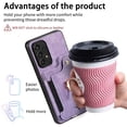 thumbnail image 5 of SaniMore for Samsung Galaxy A53 5G Wallet Case, [RFID Blocking] Elastic Card Slot Vehicle Magnetic PU Leather Ring Holder & Lanyard Stand Money Pocket Cover for Samsung A53 5G, Purple, 5 of 15