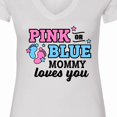 thumbnail image 4 of Inktastic Pink or Blue Mommy Loves You Women's V-Neck T-Shirt, 4 of 5