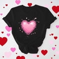 thumbnail image 2 of mihongmao Valentine Graphic T Shirts for Women Casual Round Neck Short-sleeved Christmas Tree Printed T-shirt Black M, 2 of 6