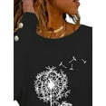 thumbnail image 3 of DYMADE Women Printed Loose Pullover Round Neck Long Sleeve Versatile T-shirt Top, 3 of 4