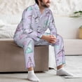 thumbnail image 7 of Balery Purple Butterfly Pattern Pajama Sets for Men Long Sleeve 2 Piece Sleepwear Loungewear Sets Soft PJ's with Pockets Long Sleeve Comfy Pj Sets-Medium, 7 of 7