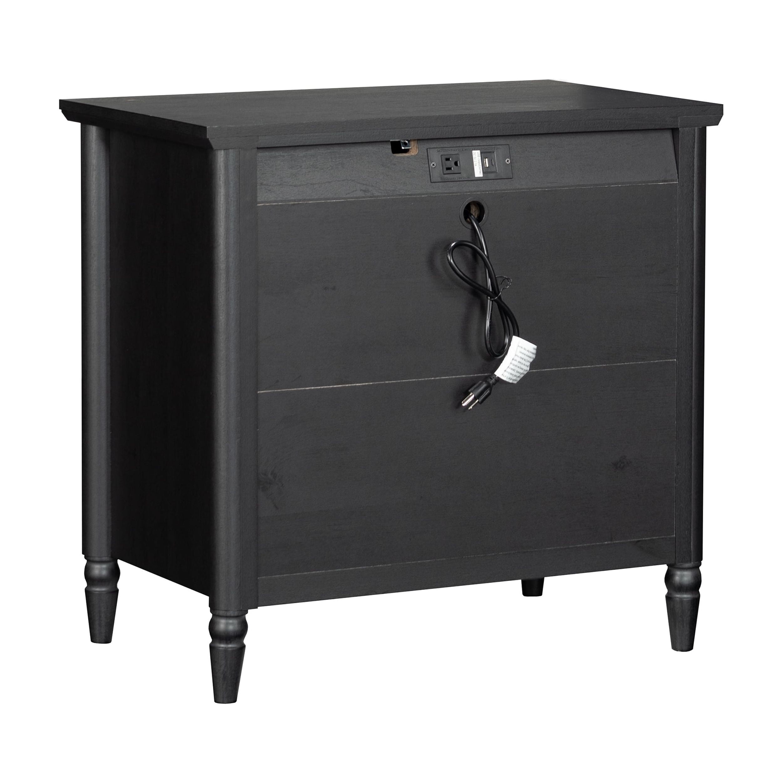 (2 pack) My Texas House Monroe 3 Drawer Nightstand with USB, Raven Black Oak Finish