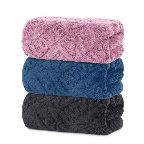 3 Packs Toallas de Baño de Microfibra Ultra Suaves Juego de Toallas de Secado Rápido Absorbentes para Baño,Playa,Piscina,Gimnasio,SPA(Negro+Morado+Azul Oscuro)
