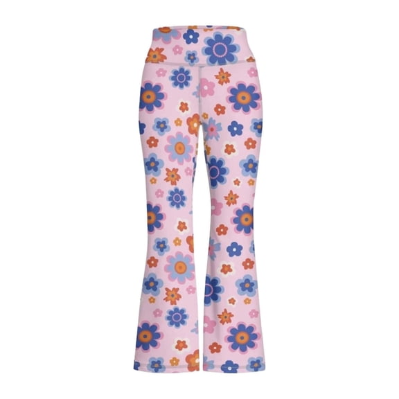 Tiijoy Toddler Girls Floral Flared Pants Casual High Waisted Stretch Yoga Pants, Sizes 1-14