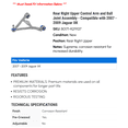 thumbnail image 2 of Rear Right Upper Control Arm and Ball Joint Assembly - Compatible with 2007 - 2009 Jaguar XK 2008, 2 of 2