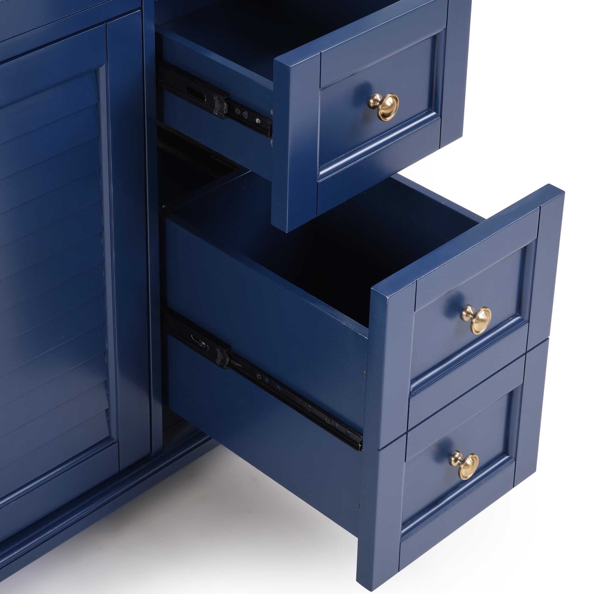 Bathroom Vanity, Vanity with Sink, Storage Vanity 36 Inch with Integrated Ceramic Sink Soft Close Drawers Multi Tier Storage Solid Wood Frame for Bathroom, Blue