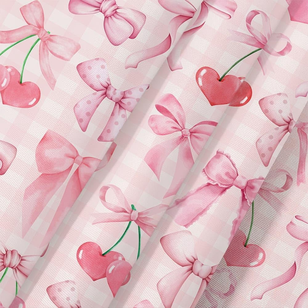 Cute Pink Shower Curtain Modern Aesthetic Coquette Bow Pretty Bathroom Decor for Girls Teens Fabric Waterproof Polyester Bathroom Decor Set with Hooks,60X72